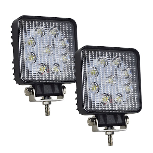 2 stk 3 tommer 27W Firkantet Arbeidslys LED Lysbar, Bred Lysstråle Arbeidslys for Offroad Truck SUV og 4x4 Tåkelys