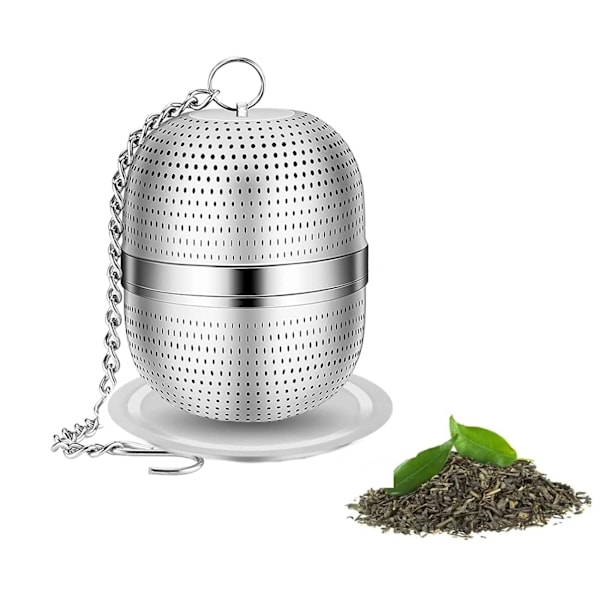 Te-infuser for løs te, te- og urteballsil i rustfritt stål, teballsil med dryppbrett
