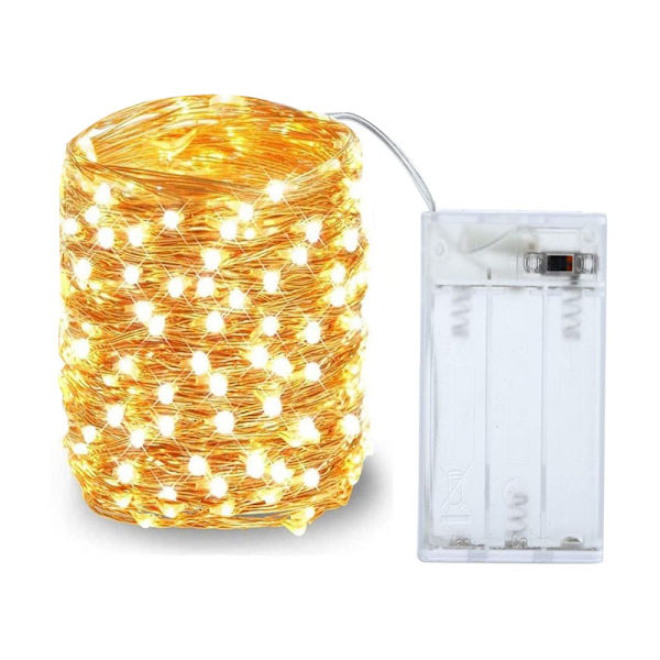 LED-ljuskedja, batteridrivna lampor för sovrum, jul, fest, bröllop (5 m/varmvit), 1-pack