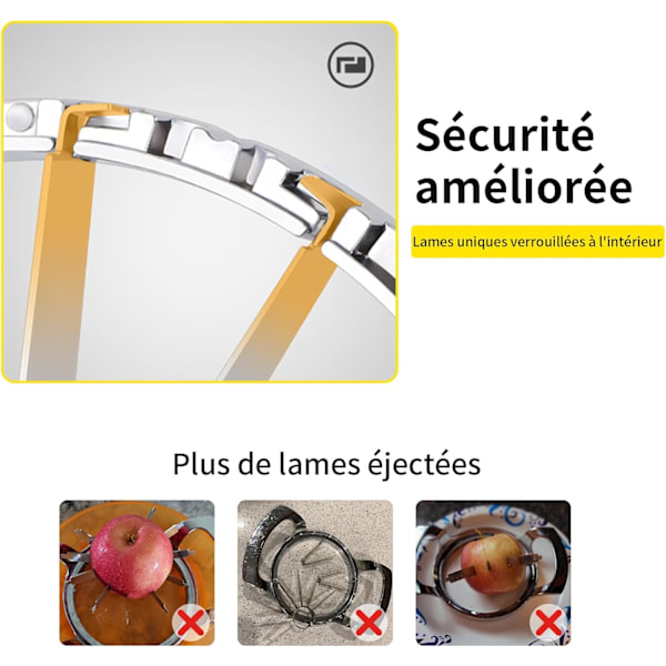 Professionel æbleskærer i rustfrit stål - Køkkenredskab til frugtforberedelse - 12 stykker - Holdbar, alsidig og nem at rengøre (æbleskærer)