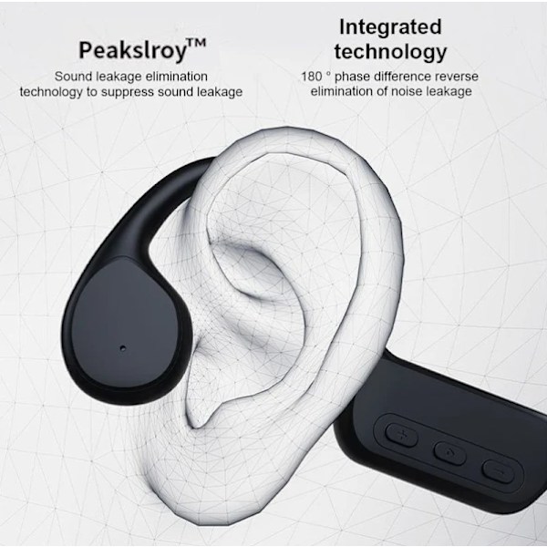 Bone Conduction Hovedtelefoner - IPX8 Vandtæt, Svømning, Sort