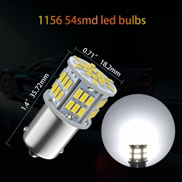 1156 Ba15s P21w LED-lampor Super Bright White 6000K - För Auto Car RV DRL Körljus/Backljus/Dimbakljus/Båt