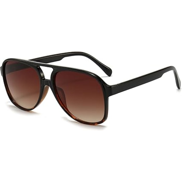 Retro polariserade solglasögon Oversized Vintage solglasögon Stor ram Klassiska dubbla bryggor Retro glasögon UV400.Svart leopardram - Gradient brun Black Leopard Frame - Gradient Brown
