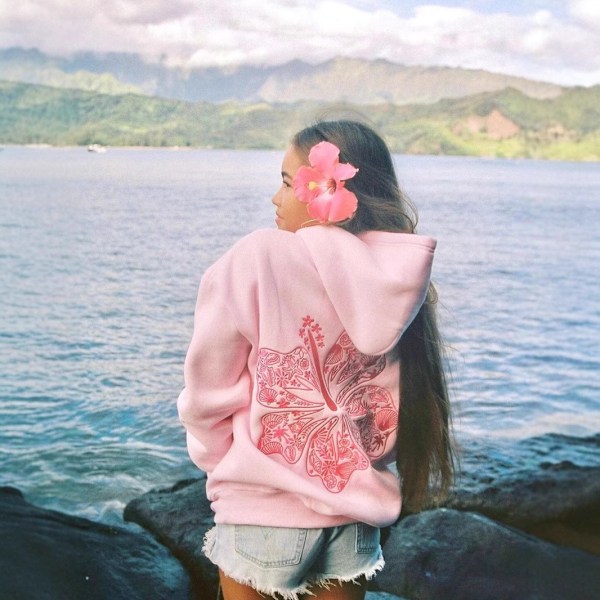 Palm Puff Oversized Hettegensere for Kvinner, Preppy Genser med Lange Ermer for Tenåringsjenter Y2K Grafisk T-skjorte med Lommer Rosa S