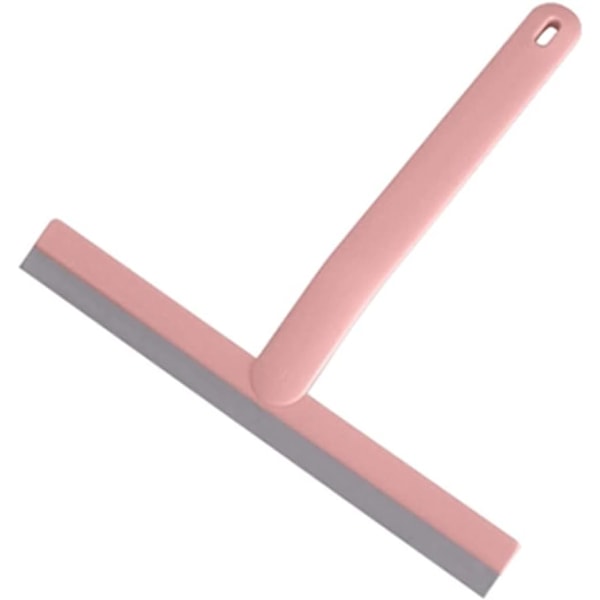 Duschskrapa, fönsterrengöringsutrustning duschglasskrapa, fönsterputsare gummiskrapa, duschskrapa för spegelgolv (Rosa)