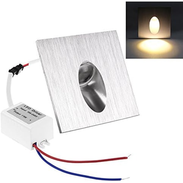 5-pack fyrkantig infälld LED-infälld spotlight för trappor Verandagång 1W AC 100-245V varmvit