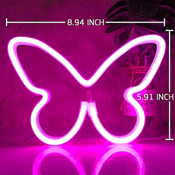 En LED-neonskylt i form av en fjäril, en innovativ vägglampa - Färgrik