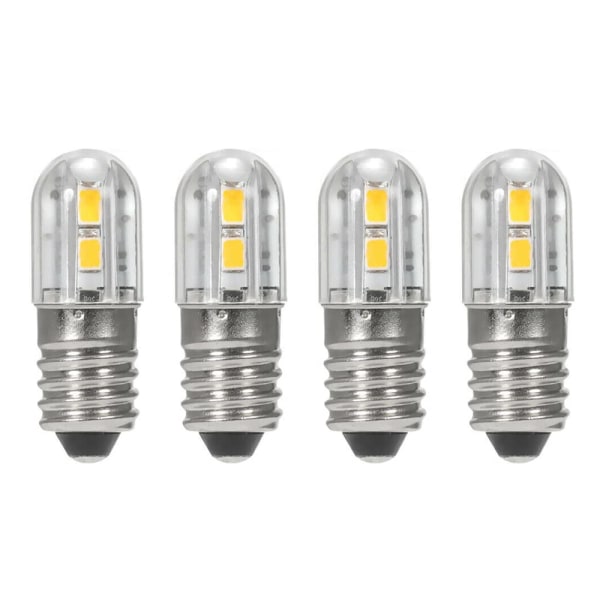 2-pack E10 6V LED-lampa med 2835 skruvbas 4 SMD-chips gul uppgradering för strålkastare ficklampa