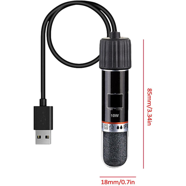 Mini akvarievarmer | Termostat 10W USB genopladelig stang til opvarmning | Pladsbesparende varmeværktøj til akvarier og små akvarier