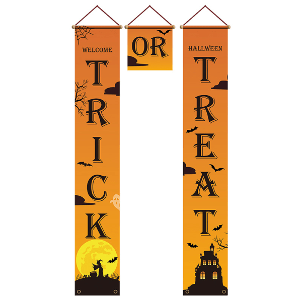 Halloween-dekorationer Utomhus inomhus-Halloween veranda Banner Dörrdekorationer, 70" x 12" hängande banderoller Verandaskylt 12" x 71"