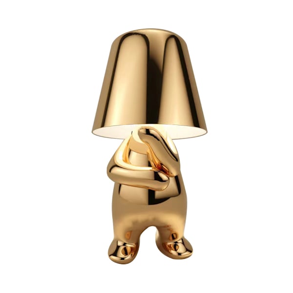 Nattbord Touch Bordlampe, Gull Thinker Lampe Skrivebordslys Ledningsfri Oppladbar Bærbar Dekorativ Nattbordlampe, Med USB-Lading