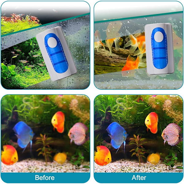 Magnetisk Akvarium Fisk Tank Glasrengöringsborste Flytande Akvarium Magnet Rengöringsutrustning För Vattenlevande Algrengöring Blå (S)