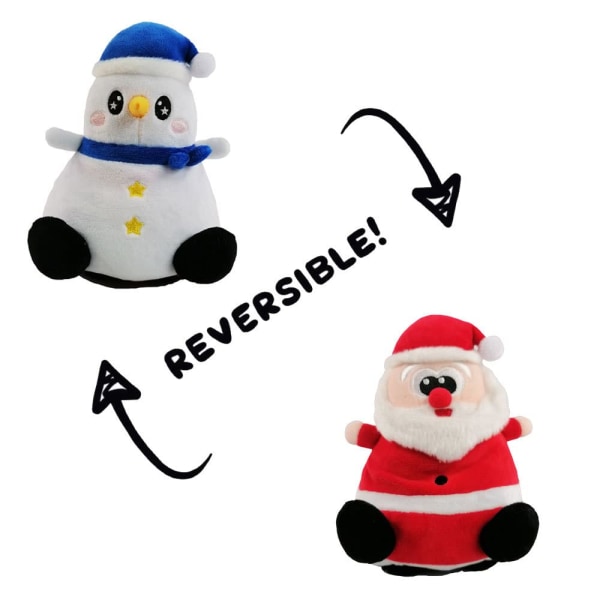 Vendbar TurnOver plysdukke, julemand omvendt julesnemand, blødt og behageligt dobbeltsidet plyslegetøj