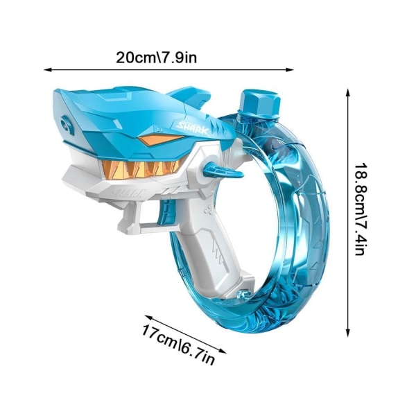Elektrisk vattenpistol i form av en haj, automatiska vattensprutepistoler leksaker, vattenstridsleksaker för sommar simbassäng strandfest, blå