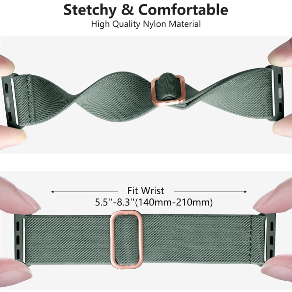 Loop-rem kompatibel med Apple Watch-rem, justerbar stretch-nylonflettet sportsrem til iWatch SE Series 9/8/7/6/5/4/3/2/1