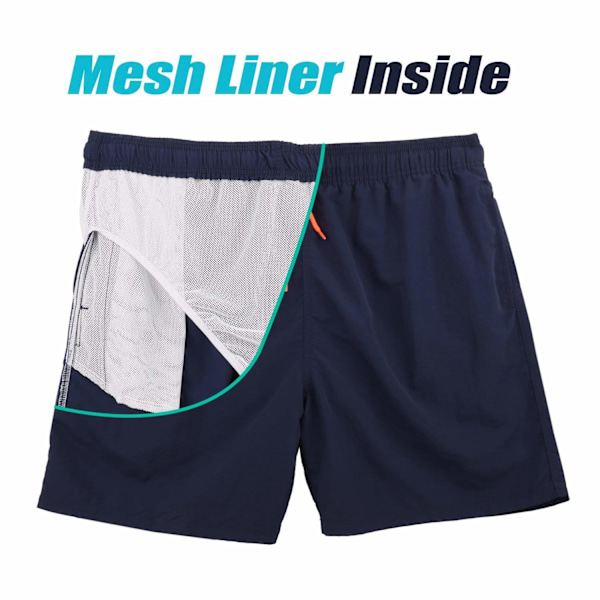 Herre Badeshorts Hurtigtørrende Mesh Foring Badeshorts Drenge Strandshorts Sort Blå Rød Boardshorts Badetøj Surfshorts (L)
