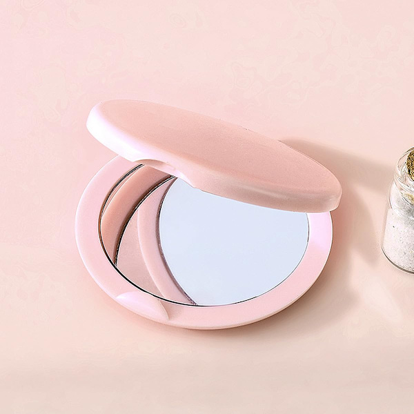 Resemirror för resor, kompakt spegel, kompakt sminkbordsspegel, rosa elegant rese-smink speglar för fickan