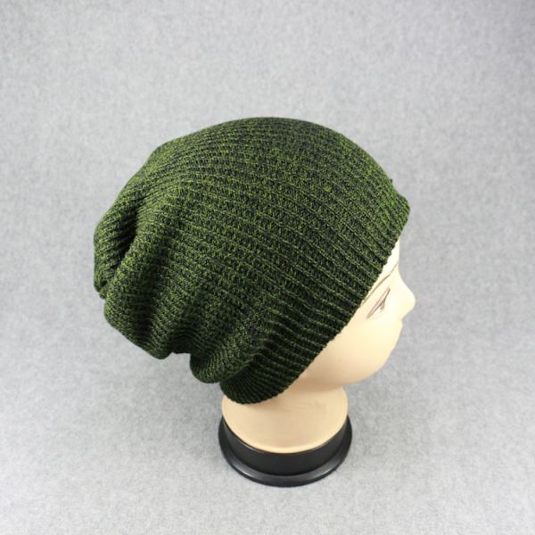 Vintervarm Beanie-lue, Strikket Slouch Beanie Solid Ski-lue, Allsidig ullhatt, kuldebestandig og varm stripet trekk-over lue, Unisex Dark Green