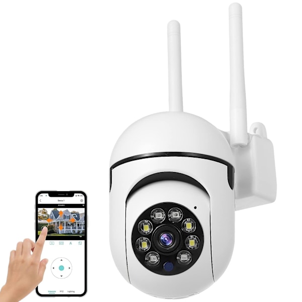 Sikkerhedskamera Indendørs Udendørs, 1080P WiFi Kamera med Infrarød Nattesyn, Pan-Tilt 360° Visning, Smart Bevægelsesdetektering, 2-vejs Audio, Auto Cruise