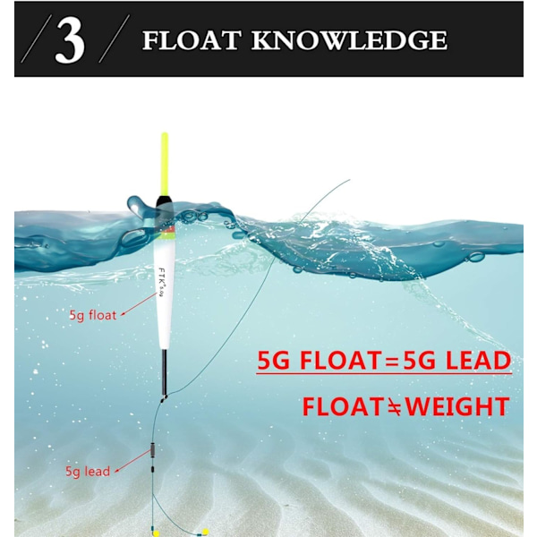 5 st Balsa Trä Glidflöten för Fiske med Ljusstav, Glidande Fiske Flöten, Fisketillbehör för Saltvatten Sötvatten, 1/5 OZ
