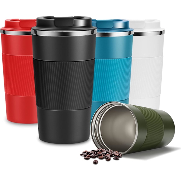 Reisekrus Gjenbrukbar Isolerte Kaffekopper Vakuumisolasjon Flasker Rustfritt Stål Termisk Tumbler for Varme Kalde Drikker (Svart, 510ml) black