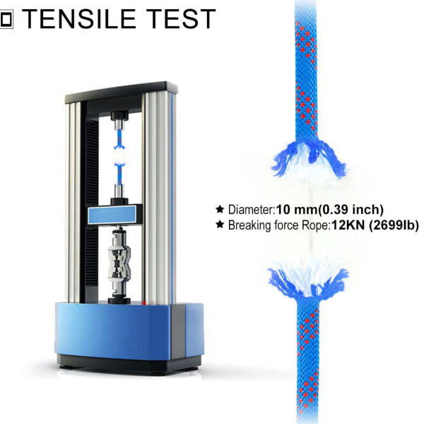 Staattinen kiipeilyköysi 10 mm:n lisävarustejohto varusteet 66FT(20M), pakoköysi jääkiipeilyvarusteet palopelastusköysi-sininen/20m 20meters