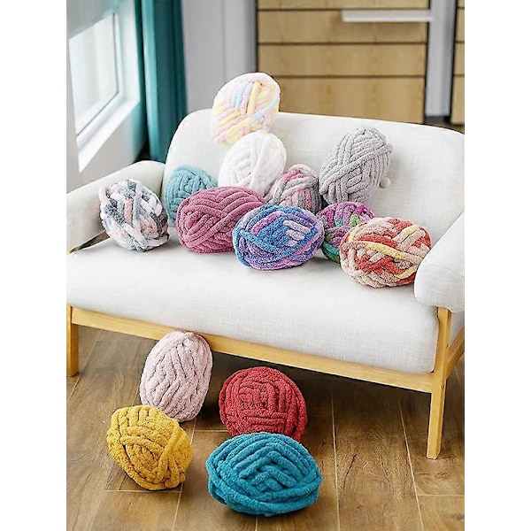 Tjock stickad chenillegarn för handgjorda filtar, supersoft stort jumbo filtgarn aurora