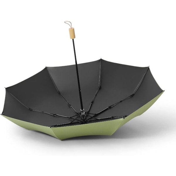 Vindtæt Rejseparaply 3-foldbar Letvægts Anti UV Sol & Regn Vandafvisende Parasol med Holdbart Træhåndtag Manuel Åbning/Lukning til Mænd og Kvinder