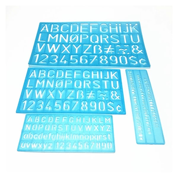 Alphabet template set, plastic digital letters, blue, one size fits all, suitable for primary school students and kindergartens