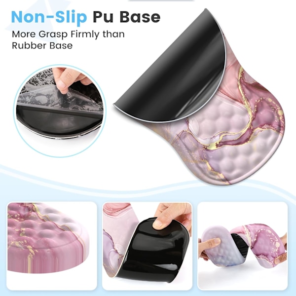 Musmatta med handledsstöd och tangentbordsstöd, 3-pack datormusmattor för skrivbord med underlägg, Ergonomisk musmatta med minnesskum
