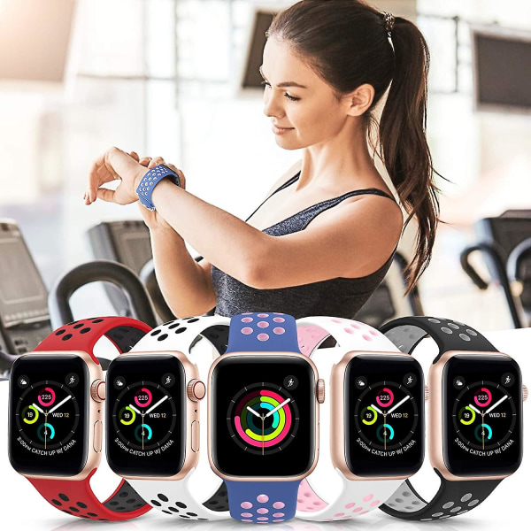 Ai Klokkereim For Apple Watch Band 45mm 44mm 40mm Series 7 6 5 4 Se Sports Pustende Armbånd Armbånd For Iwatch 3 42mm 38mm - Klokkebånd Black blue 42mm-44mm-45mm-49mm