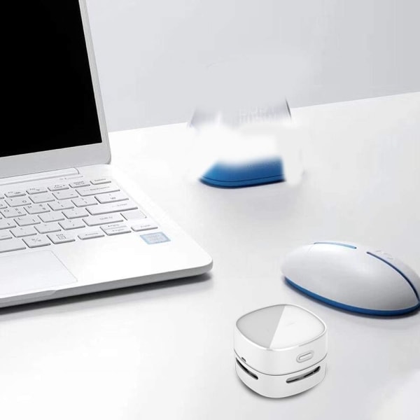 Mini desktop støvsuger, høj holdbarhed op til 400 minutter, 360º drejeligt design, batteridrevet (hvid)
