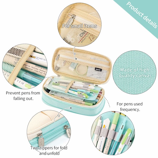 Pencil Case Stort Penalhus Kontor College Stor Opbevaringstaske Pose Holder Boks Organizer til Studerende