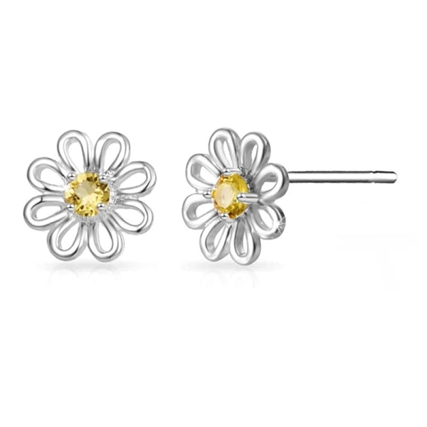 Ett par S925 Silver Daisy Stud örhängen Simple Jewelry Damer Small Fresh Sunflower (exklusive öronproppar)