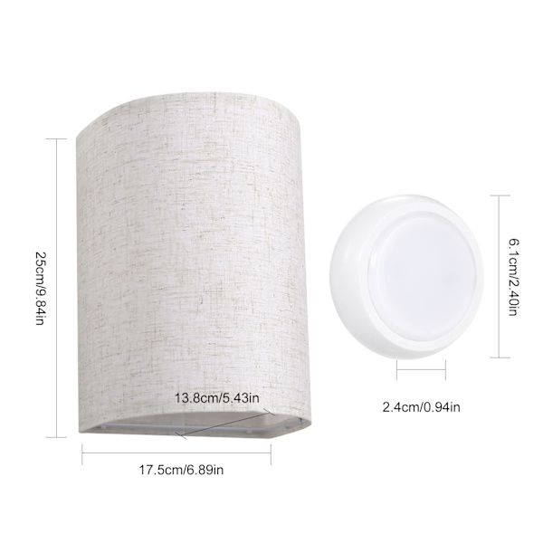 Vägglampor Set 2-pack Vägglampa 3 Färger Tygskärm Ljus Dimbar Vägglampa Armaturer med Fjärrkontroll för Sovrum Vardagsrum