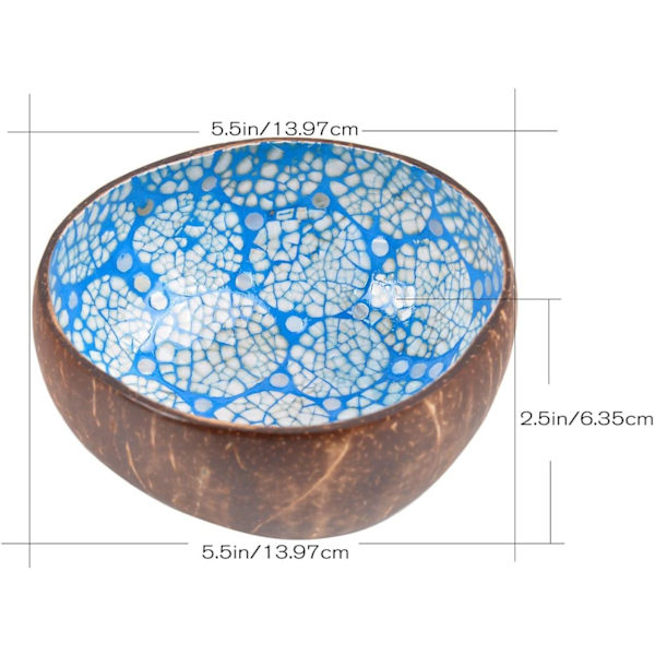 Naturlig Kokosskål Inlagd med Pärlemor Skål Nyckelskål för Hallbord Godisbehållare (Blå) blue