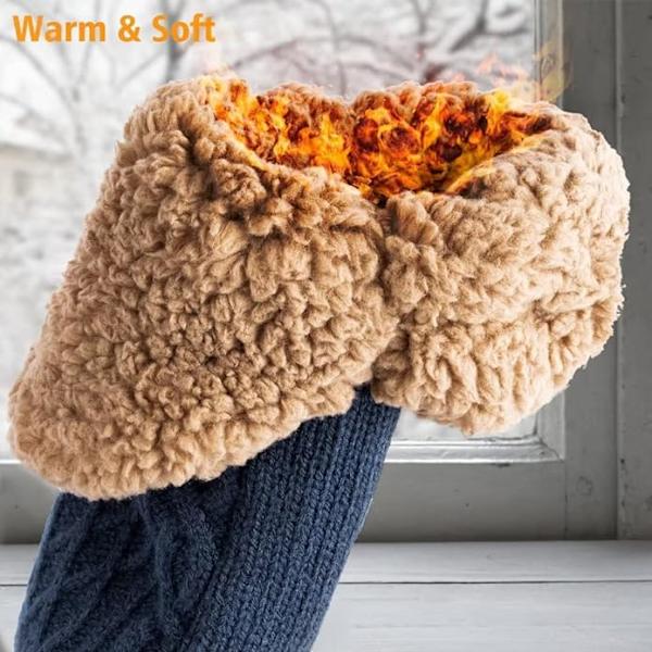 Toffelsockor för män och kvinnor, fluffiga strumpor med grepp, halkfri fleecefodring, termiskt stöd, julklapp L 43-45 Sapphire 43-45