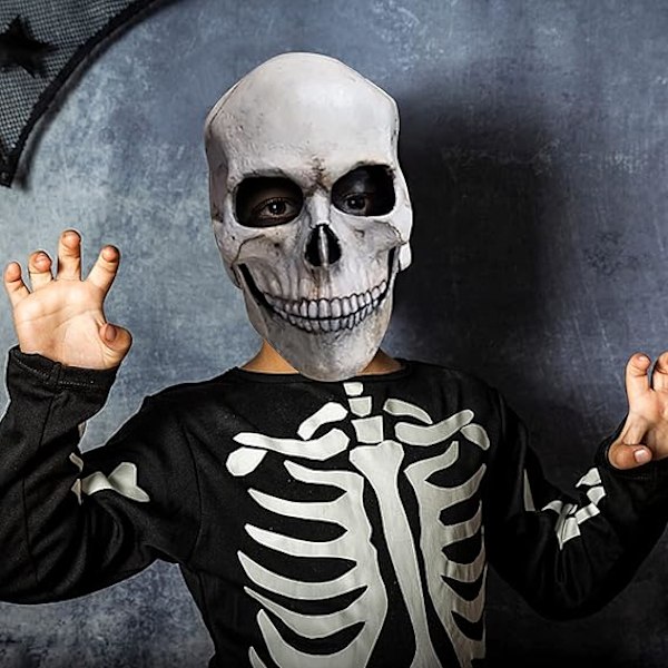 Halloween Helmask, Realistisk Läskig Mask med Rörlig Käke, Halloweenmask Vuxen Latexmasker för Halloweenfest Karneval Cosplay Rekvisita