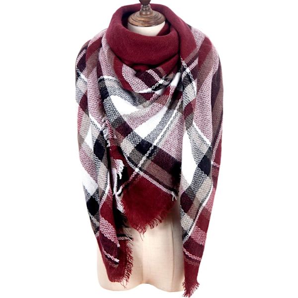 Fashion Vinter Varm Stor Tartan Rutig Filt Dam Halsduk Sjal Omlott Julklapp