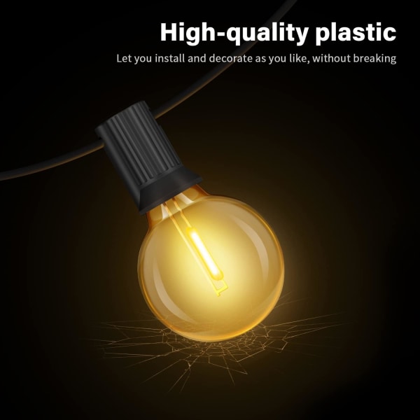 Utomhus ljusslinga, 15M/50FT LED ljusslinga 25 lampor + 1 reserv, 0,2W, Vattentät inomhus utomhus ljusslinga för trädgård, fest, jul