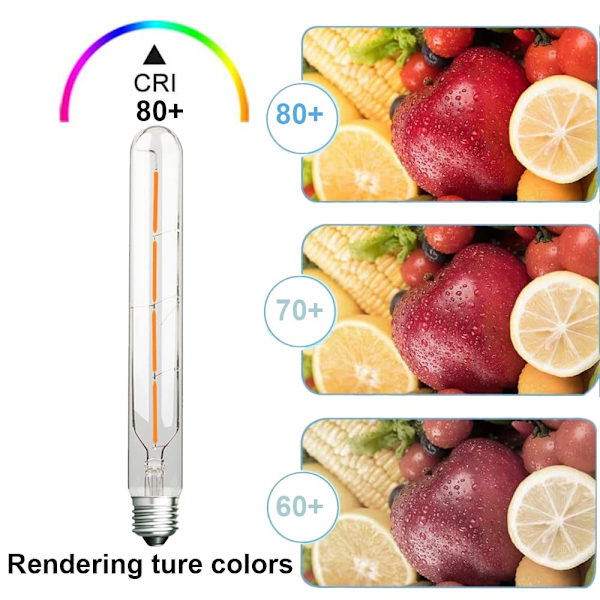 5 pitkän putkimaisen LED-lampun sarja, 4 W, vastaa 40 W hehkulamppua, E27-kanta, lämmin valkoinen 2700 K, 400 lm, läpinäkyvä lasi, AC 220-240 V