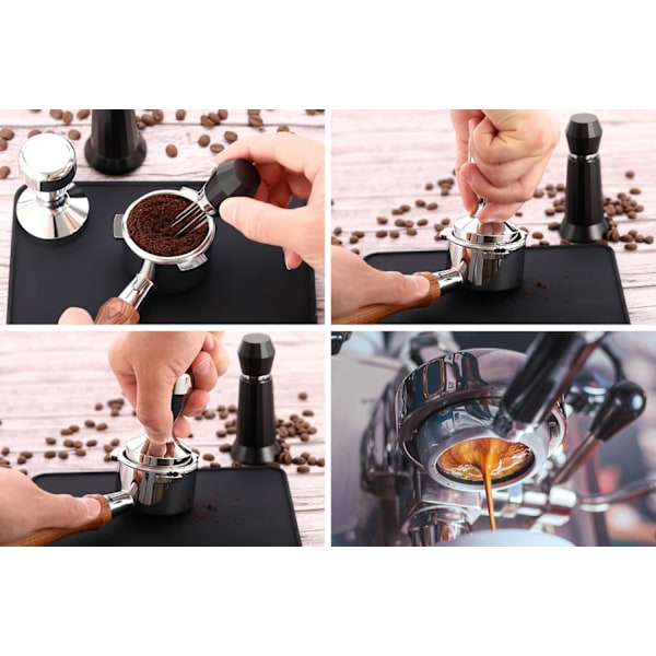 Kafferørerverktøy, Kafferørestamper, Nåldistribusjonsverktøy Espresso, Espresso med stativ svart, Espresso-nål