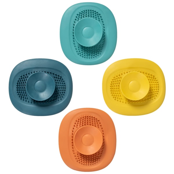 4 delar silikon hårfångare avloppsskydd, passar för dusch avlopp Hårfälla/avloppshårfångare/ köksavloppssil (orange, blå, grön, gul)