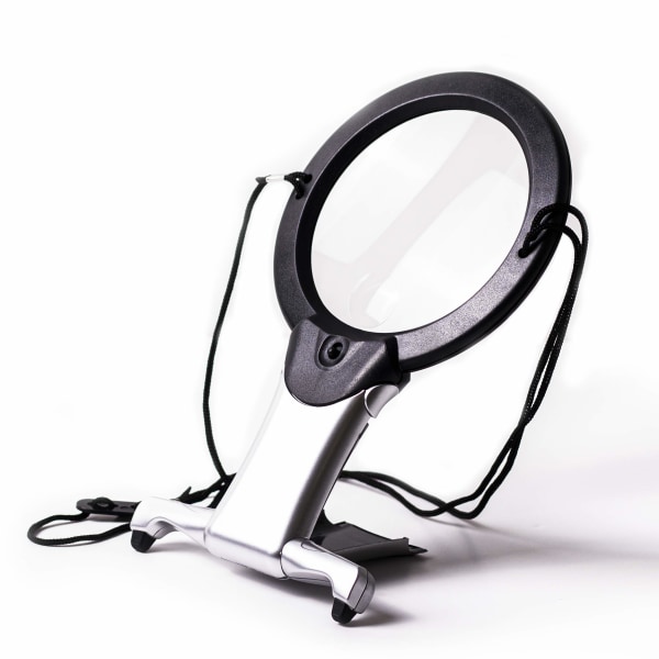 LED Illuminated Magnifier, Silver & Black, 14x2.5x22.5 cm