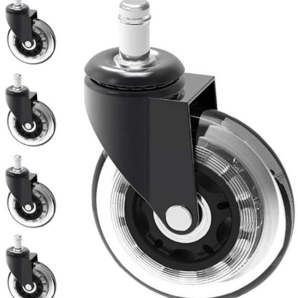 Toimistotuolin pyörät, 5 kpl - 11 mm läpinäkyvä