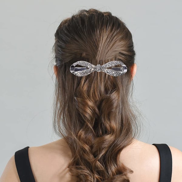 2 stk Rhinestone Hårspenner Hvite Krystall Hårnåler Metall Hårklemmer Bling Hårspenner Tilbehør for Jenter og Kvinner