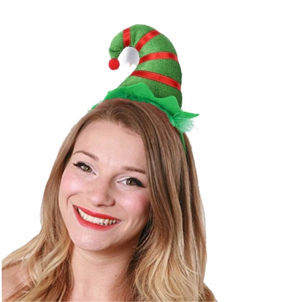 2-delers julepannebånd, flerfarget alvehatt-pannebånd med 3D-hattdesign for jule- og høytidsfester
