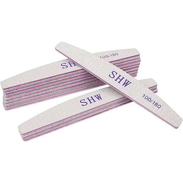 12-pack Professionella Nagelfilar, 100/180 Grit Dubbelsidig Smärgelduk, Manikyrverktyg för Nagelvård och Styling