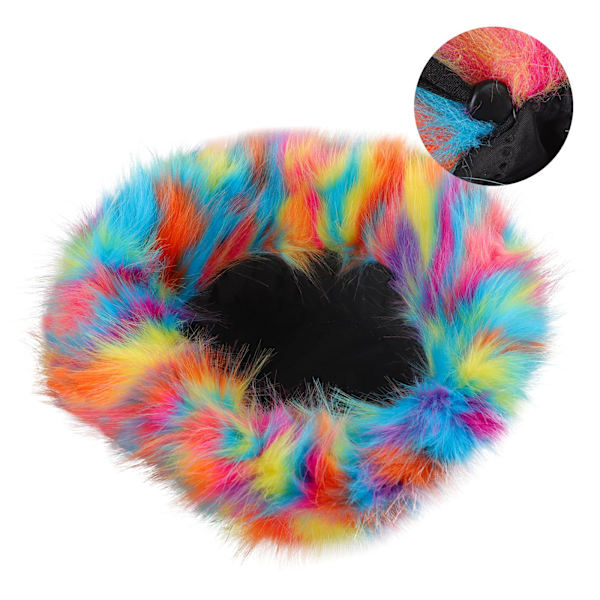 Elegant Fluffig Kvinnors Hinkhatt Vinter Faux Päls Fuzzy Varm Mössa Hatt Blandade Färger Plysch Fiskarehatt Justerbar, färgglad colourful