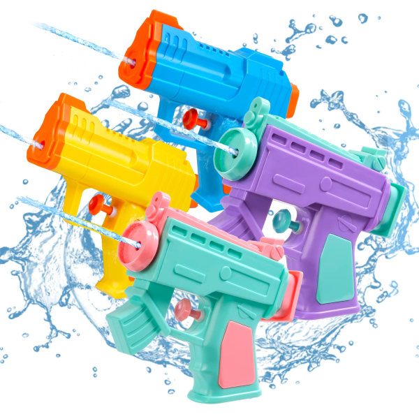 4-pack mini vattenpistoler, vattenpistolvapen för barn, vattensprutpistoler leksak för trädgårdsstrand och pool, fantastiskt roligt sommarspel, utomhusleksaker